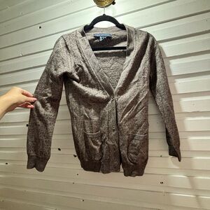 French Connection Heather Brown V-Neck Button Cardigan